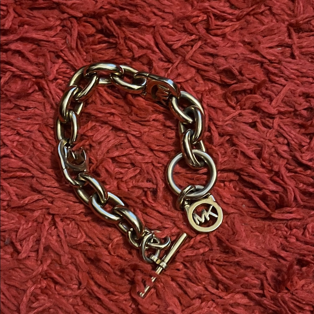 Gold Chain Bracelet with Logo Charm